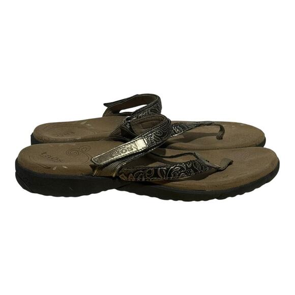 Taos Prize Brown Leather Flip Flop Sandals Women's Size 10 Comfort Arch Support - Picture 1 of 9